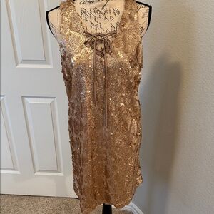 Gianni Bini Sparkling Gold Sequin Dress Sz L